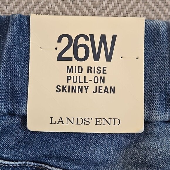 Lands' End Pull-On Jeans Women's 26W  Mid-Rise Skinny Tapered Leg Elastic NWT - Picture 15 of 15